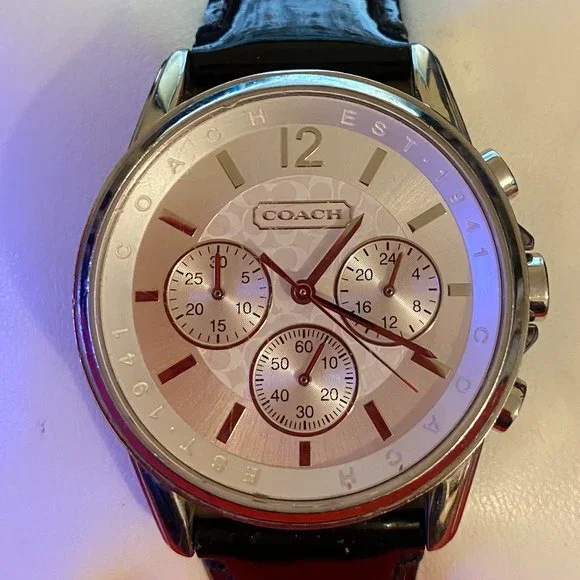 Coach Black Leather Band Chronograph Watch - Picture 4 of 4